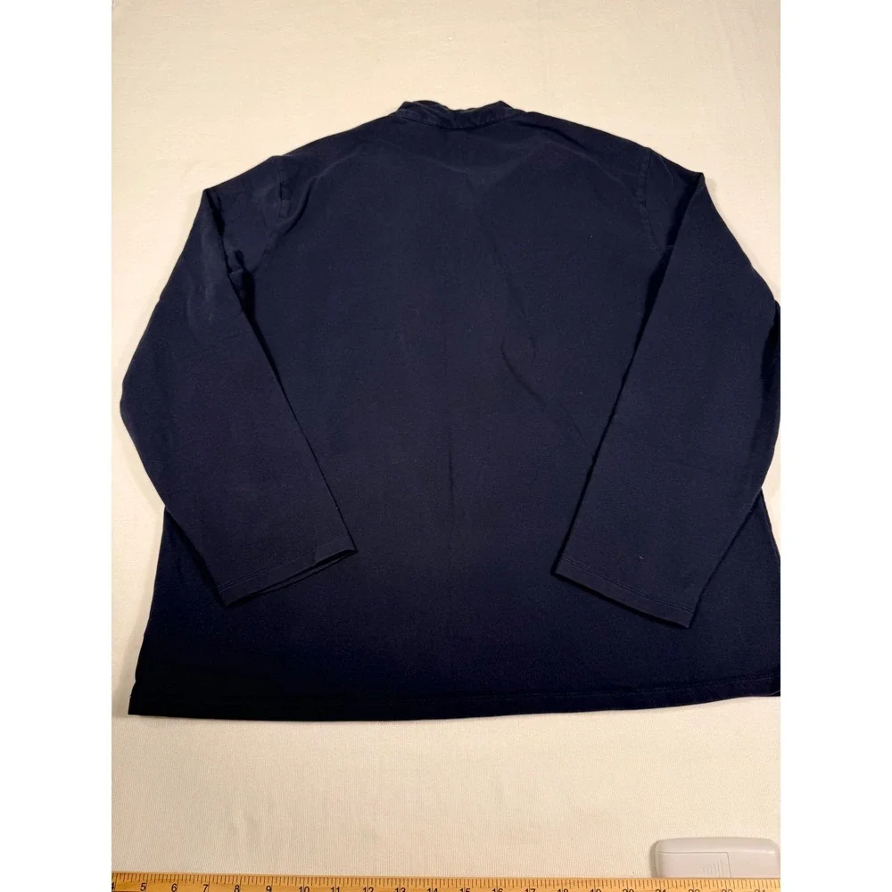 Michael Kors Pullover XL Navy Blue Snap Neck Utility Pocket Long Sleeve Top